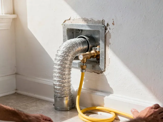 East Hampton Dryer Vent Cleaning certified technician performing specialized gas dryer vent cleaning in East Hampton